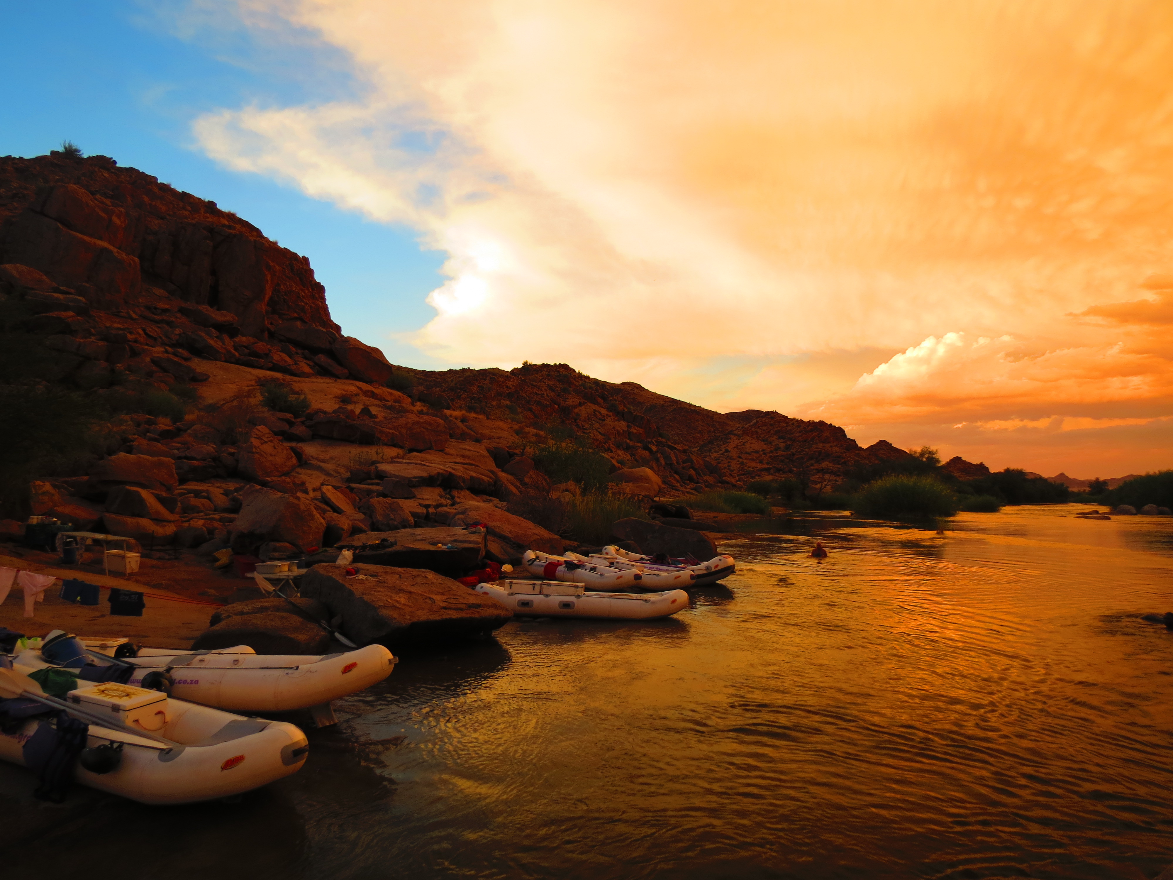 Sunset on a river camp on one of our multiday expeditions